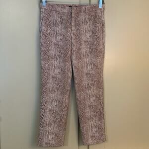 Banana Republic Avery Brown White Snakeskin Print Straight Leg Ankle Pants Sz 4